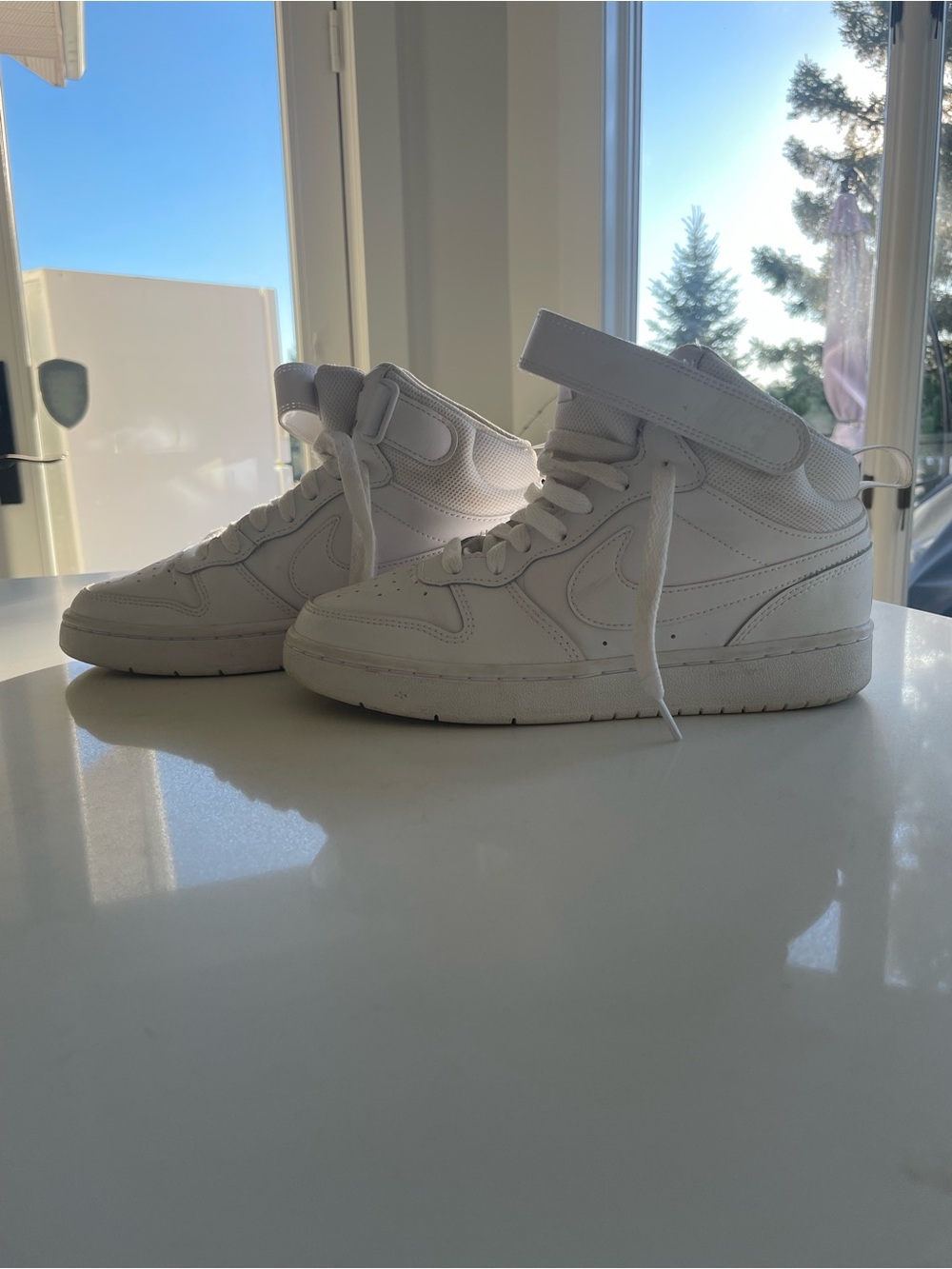 Nike White Men's High-Top Sneakers with Ankle Strap
